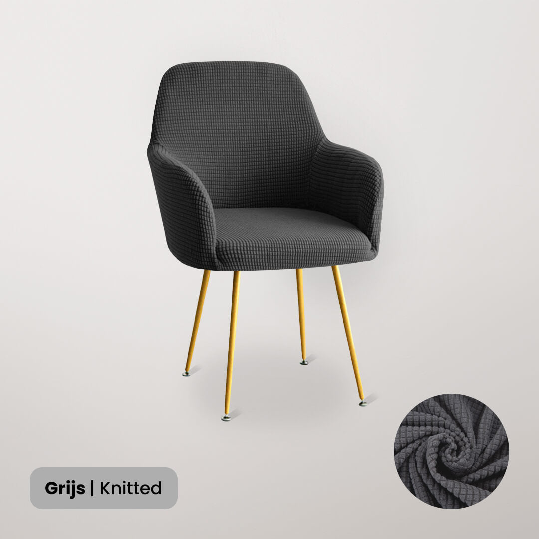 Set van 2 stoelen met armleuningen van boucléstof en metaal - Wit en goudkleurig